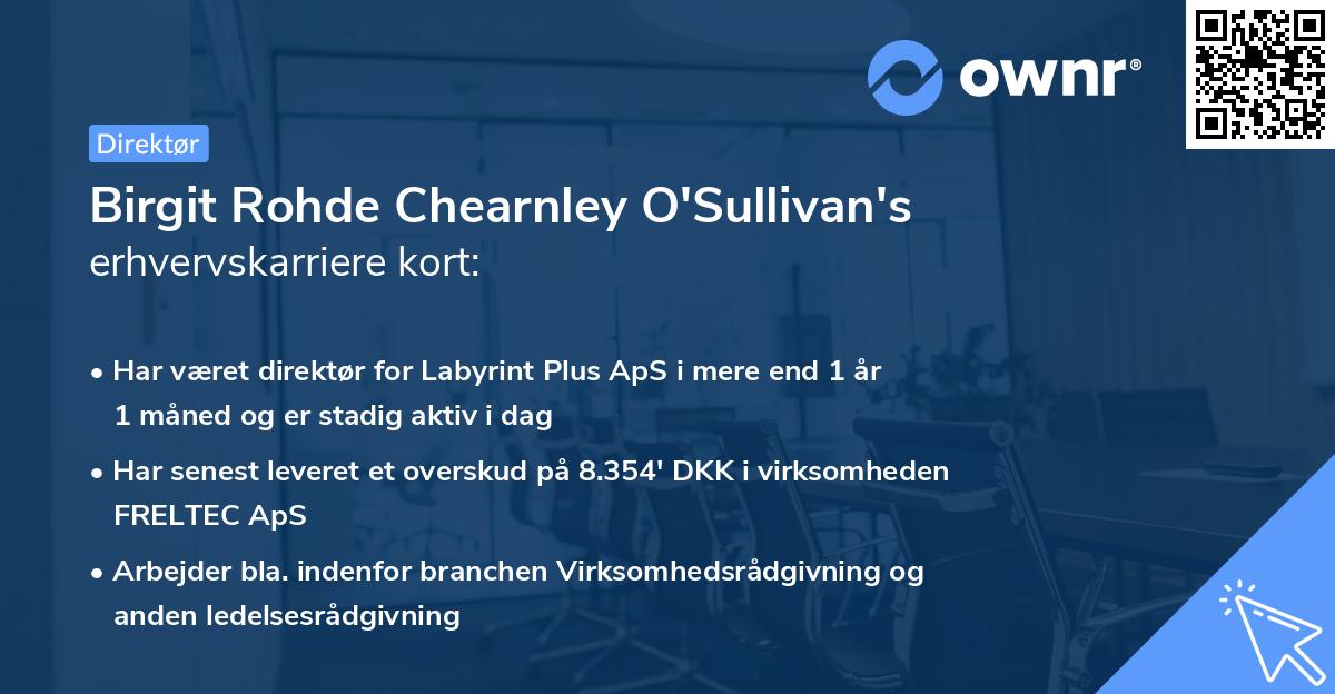 Birgit Rohde Chearnley O'Sullivan's erhvervskarriere kort