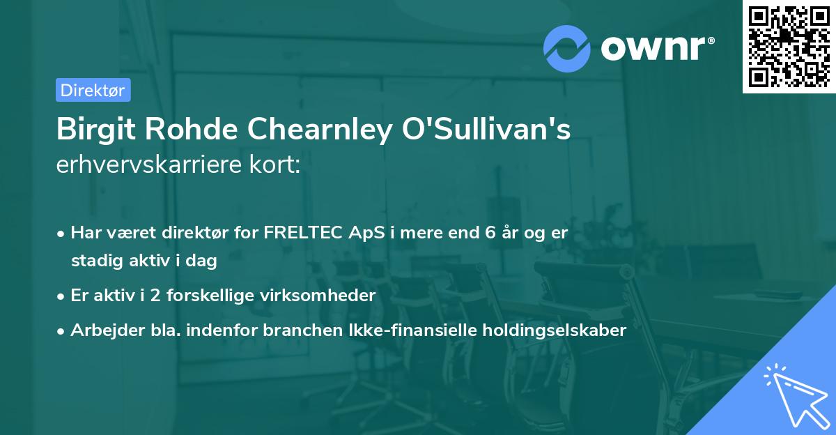 Birgit Rohde Chearnley O'Sullivan's erhvervskarriere kort