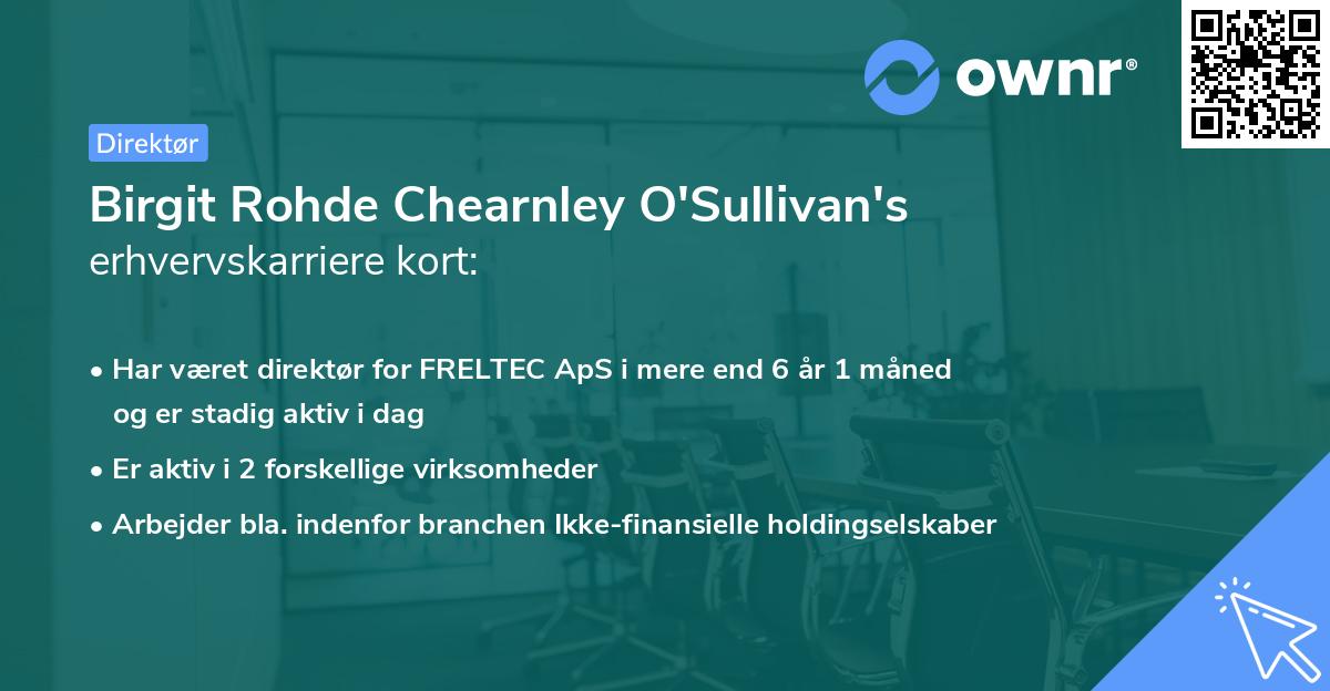 Birgit Rohde Chearnley O'Sullivan's erhvervskarriere kort