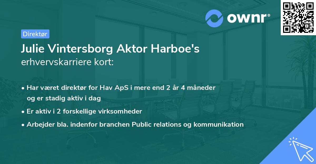 Julie Vintersborg Aktor Harboe's erhvervskarriere kort