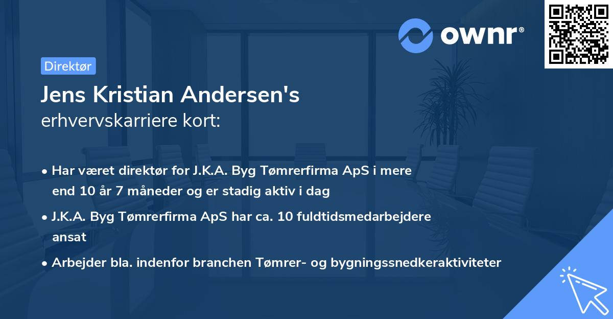 Jens Kristian Andersen's erhvervskarriere kort