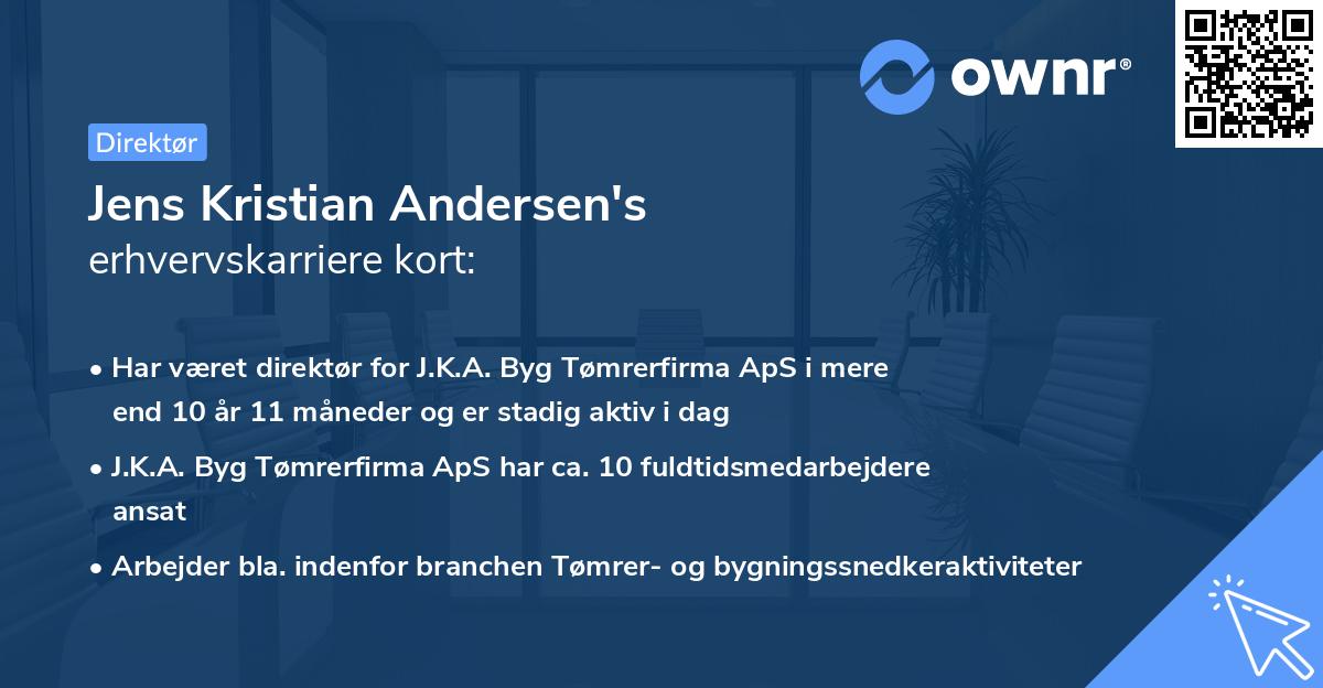 Jens Kristian Andersen's erhvervskarriere kort