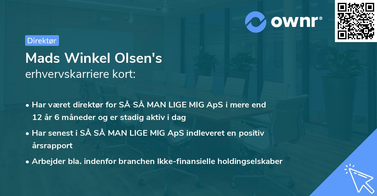 Mads Winkel Olsen's erhvervskarriere kort