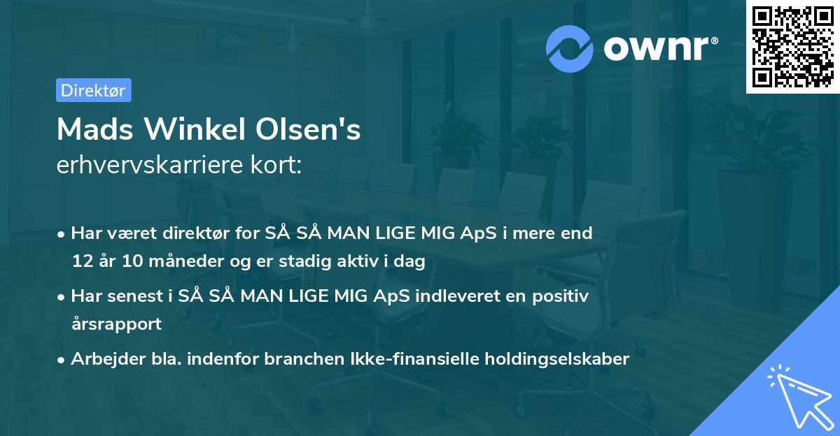 Mads Winkel Olsen's erhvervskarriere kort