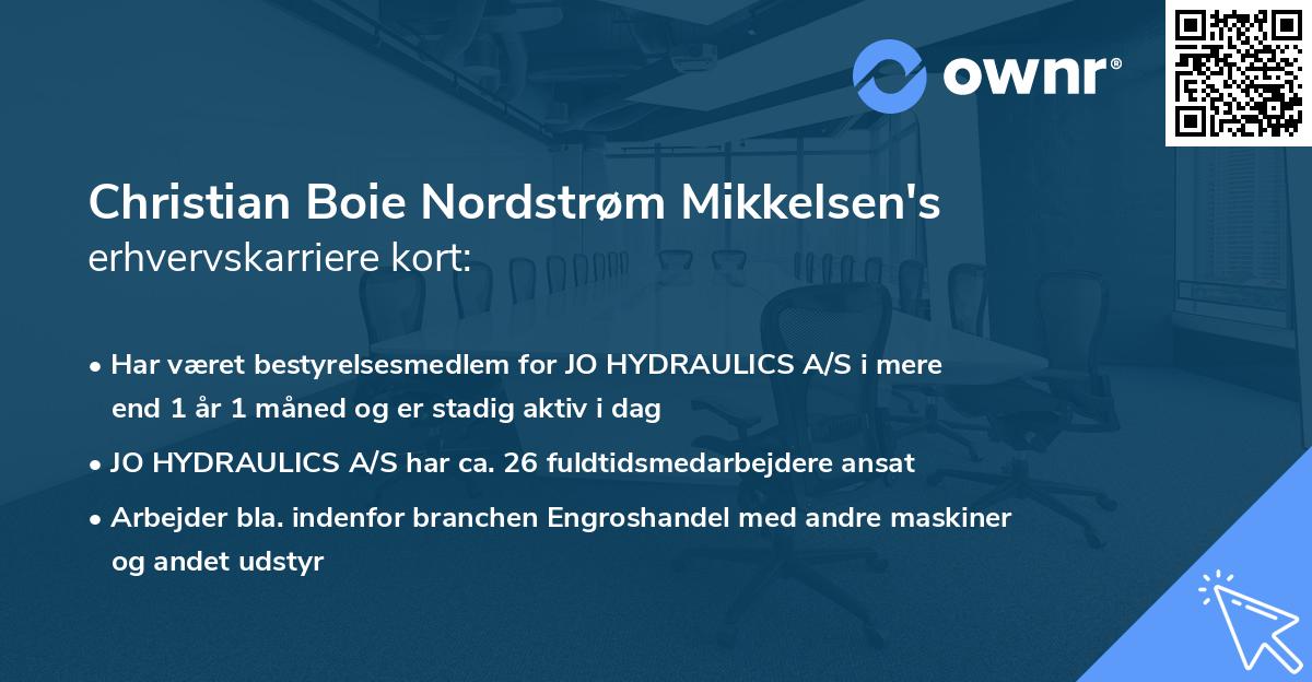 Christian Boie Nordstrøm Mikkelsen's erhvervskarriere kort