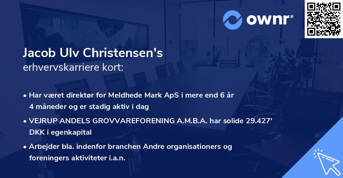 Jacob Ulv Christensen's erhvervskarriere kort