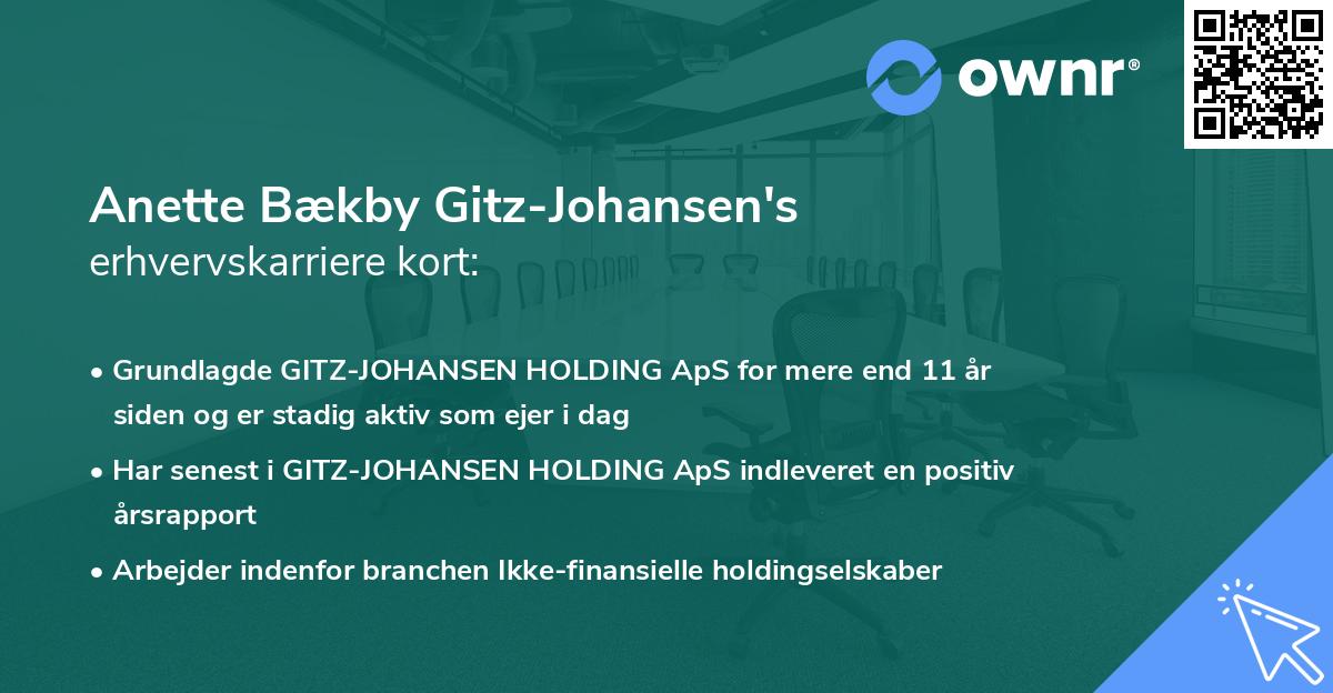 Anette Bækby Gitz-Johansen's erhvervskarriere kort