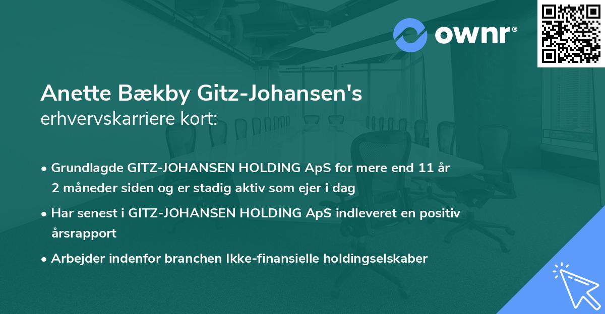 Anette Bækby Gitz-Johansen's erhvervskarriere kort