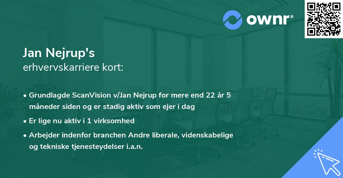 Jan Nejrup's erhvervskarriere kort