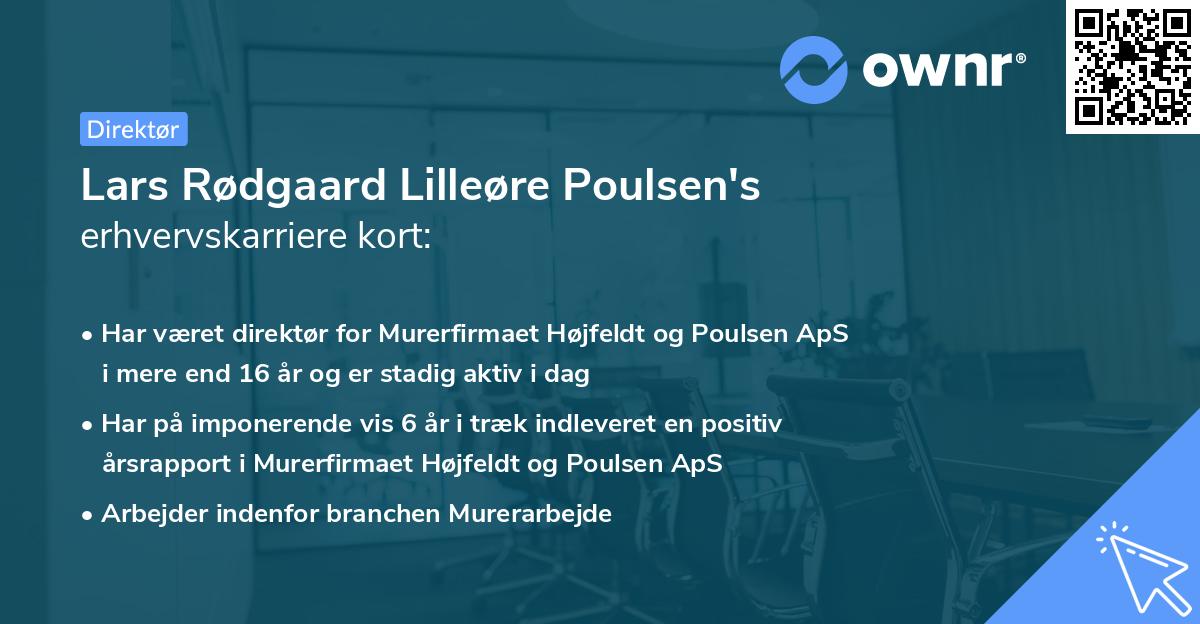 Lars Rødgaard Lilleøre Poulsen's erhvervskarriere kort