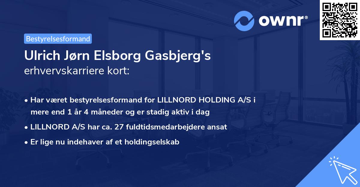Ulrich Jørn Elsborg Gasbjerg's erhvervskarriere kort