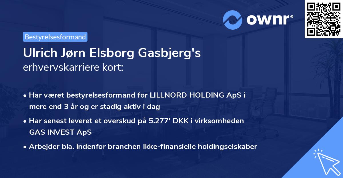 Ulrich Jørn Elsborg Gasbjerg's erhvervskarriere kort