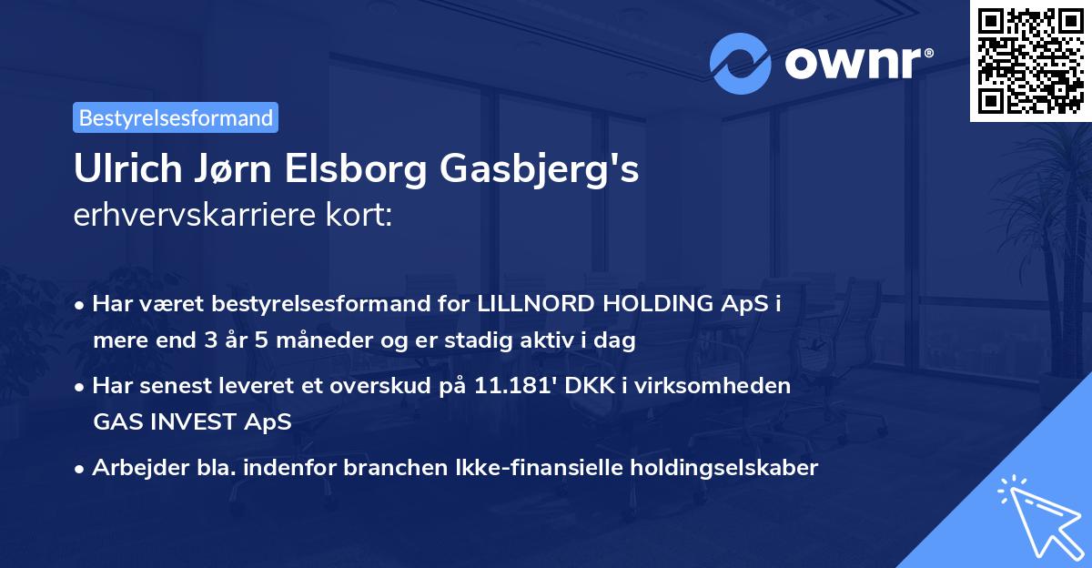 Ulrich Jørn Elsborg Gasbjerg's erhvervskarriere kort