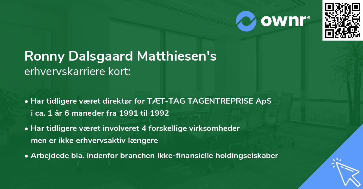 Ronny Dalsgaard Matthiesen's erhvervskarriere kort