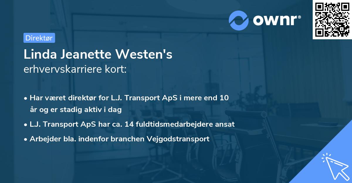 Linda Jeanette Westen's erhvervskarriere kort