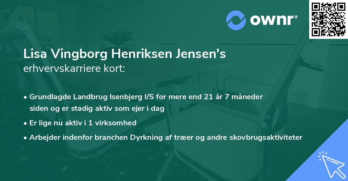 Lisa Vingborg Henriksen Jensen's erhvervskarriere kort