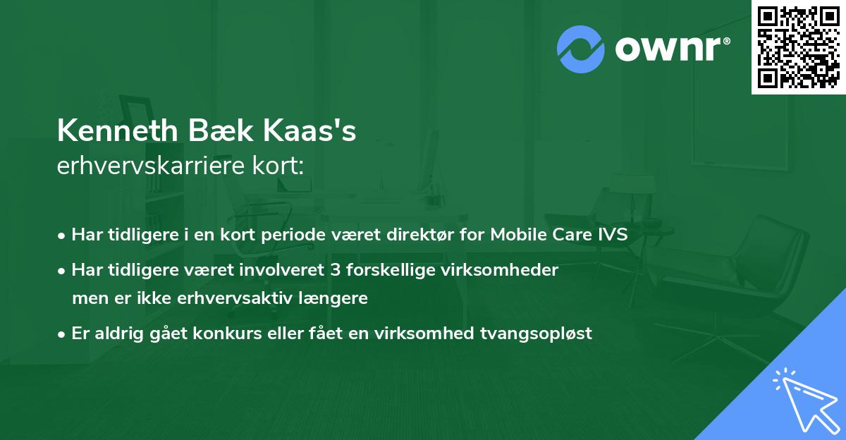 Kenneth Bæk Kaas's erhvervskarriere kort