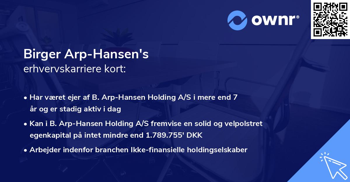 Birger Arp-Hansen's erhvervskarriere kort