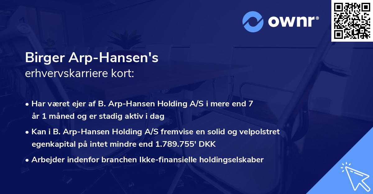 Birger Arp-Hansen's erhvervskarriere kort