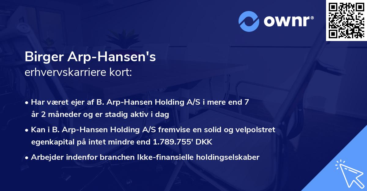 Birger Arp-Hansen's erhvervskarriere kort