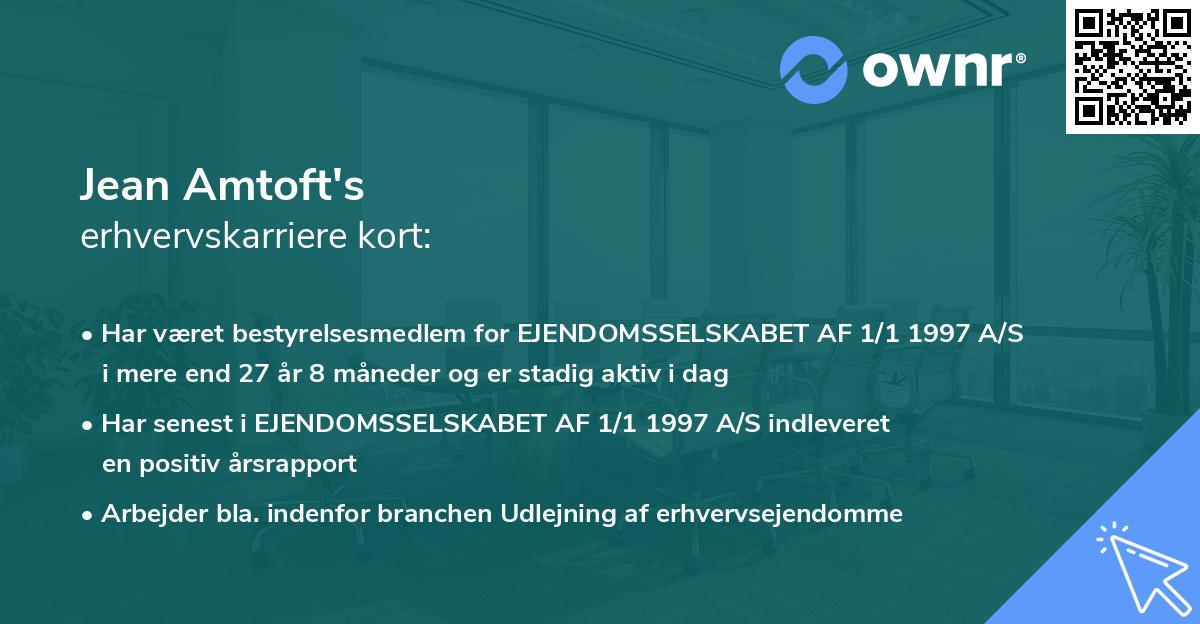 Jean Amtoft's erhvervskarriere kort