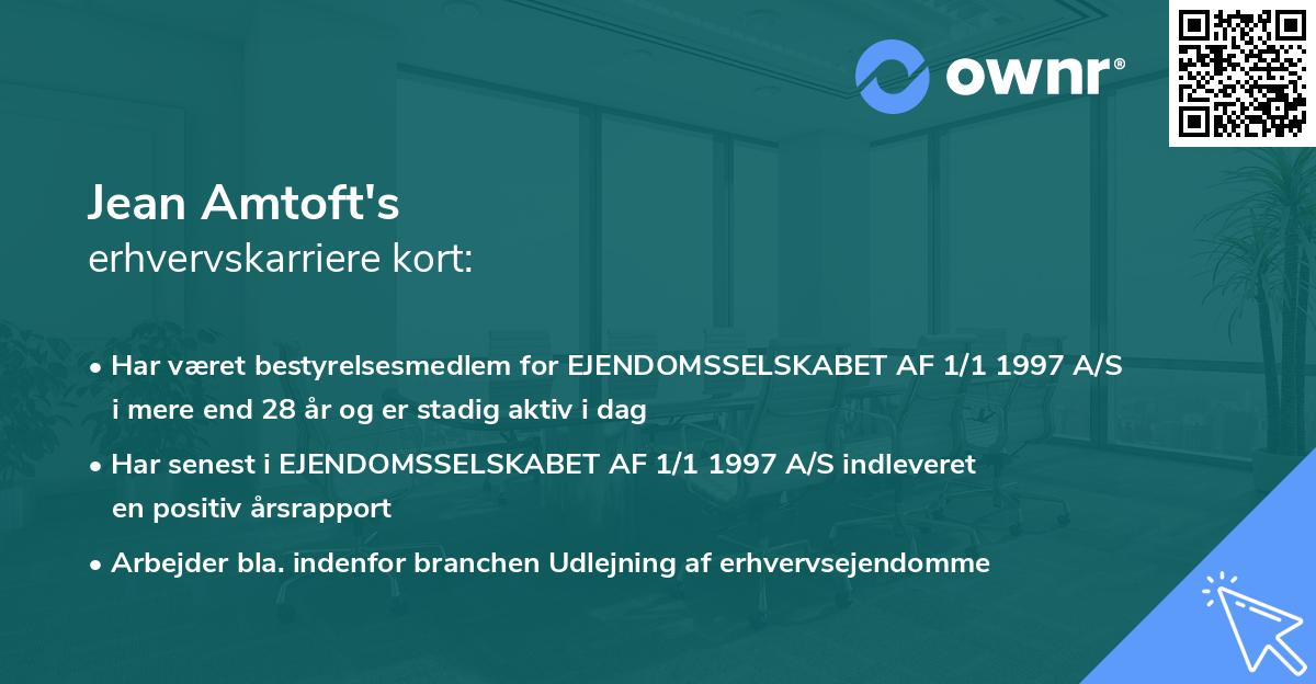 Jean Amtoft's erhvervskarriere kort