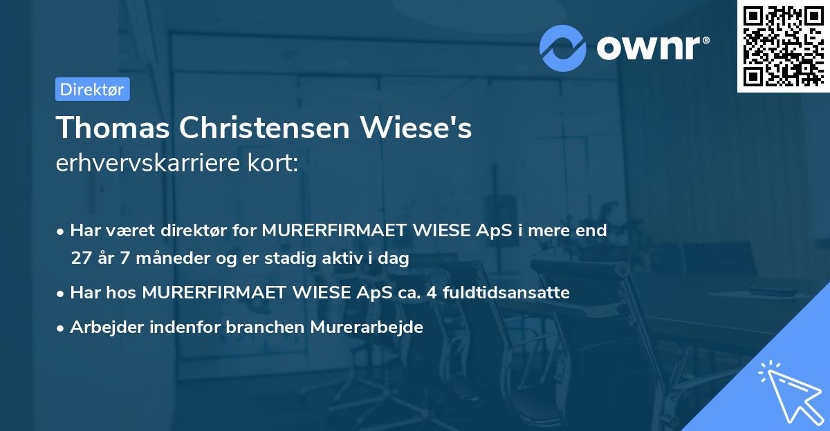 Thomas Christensen Wiese's erhvervskarriere kort