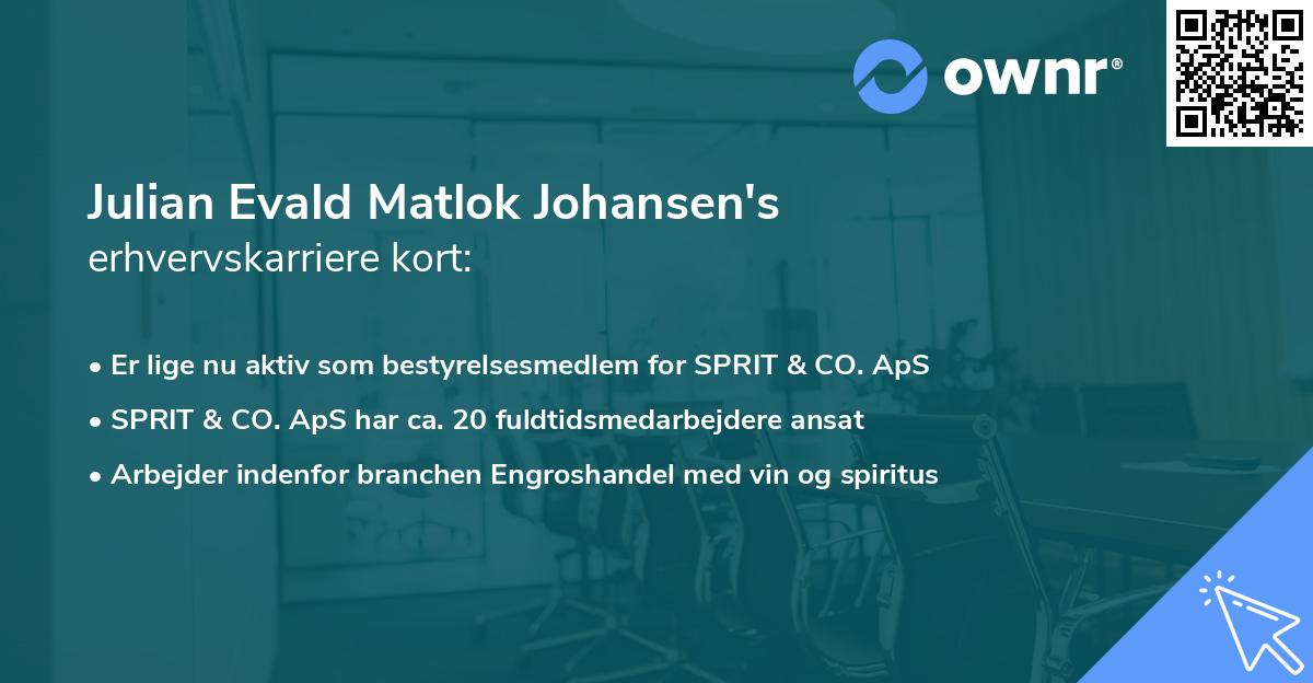 Julian Evald Matlok Johansen's erhvervskarriere kort