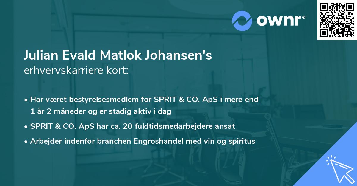 Julian Evald Matlok Johansen's erhvervskarriere kort