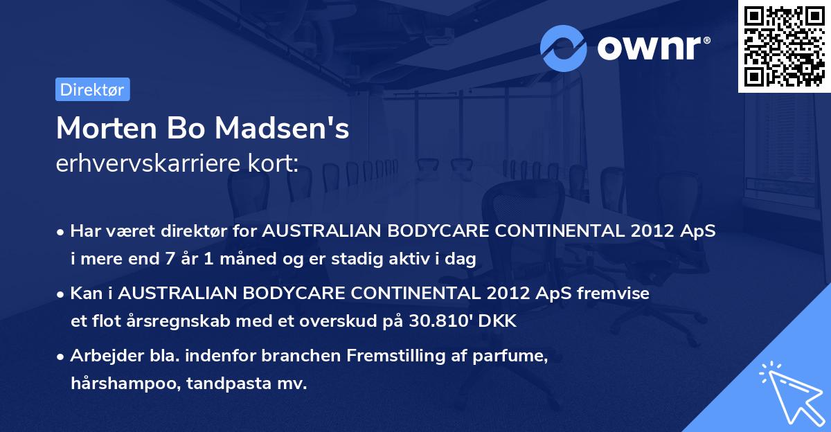 Morten Bo Madsen's erhvervskarriere kort