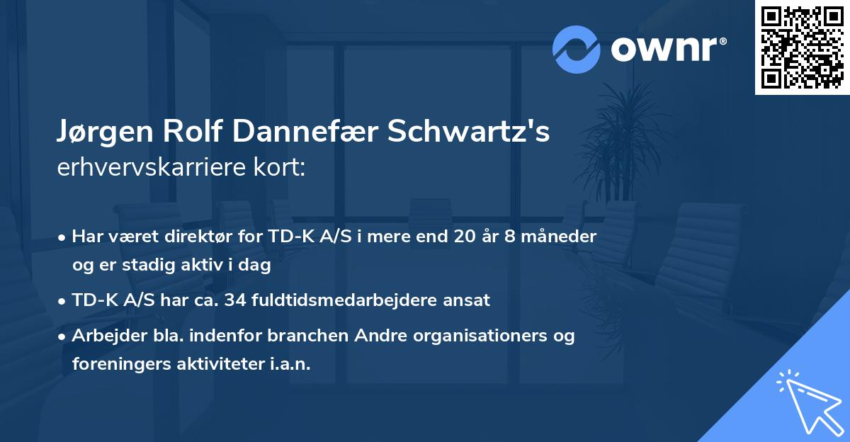 Jørgen Rolf Dannefær Schwartz's erhvervskarriere kort
