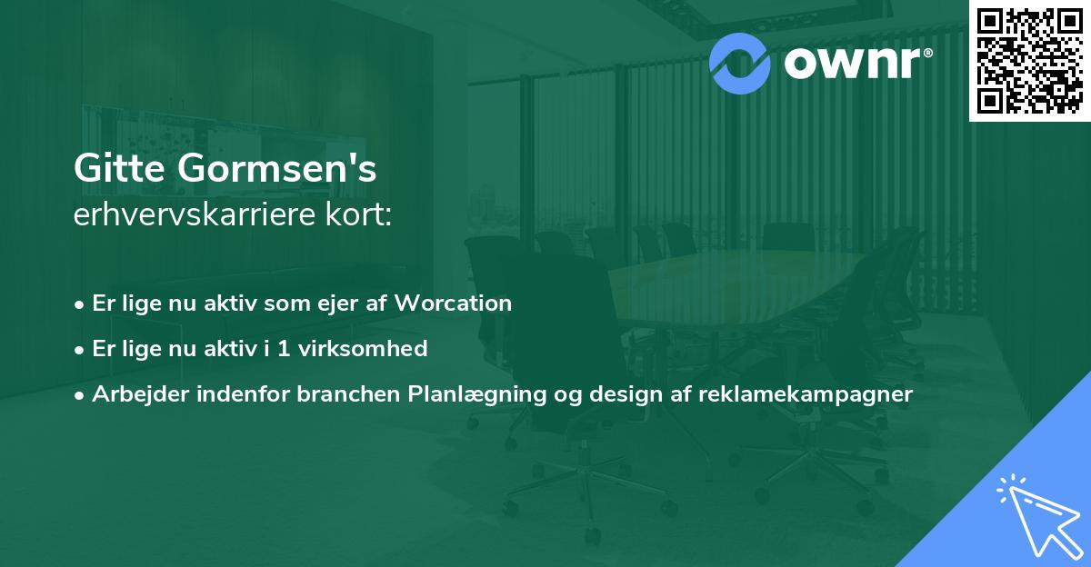 Gitte Gormsen's erhvervskarriere kort