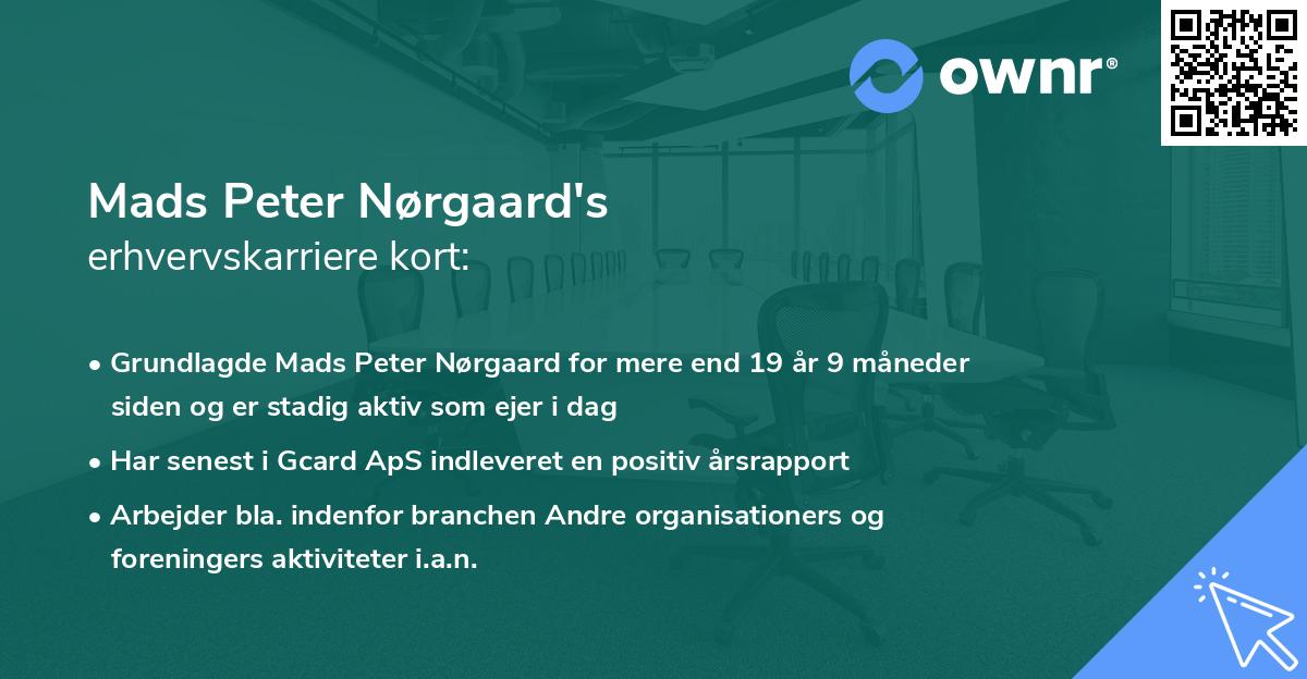 Mads Peter Nørgaard's erhvervskarriere kort