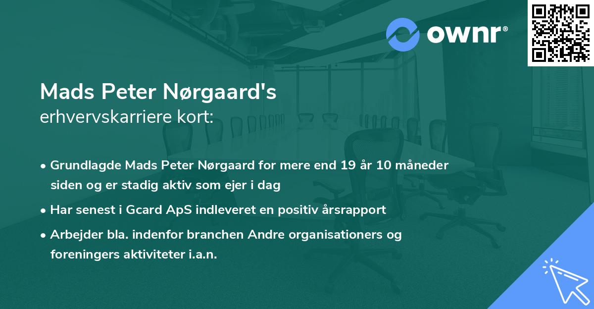 Mads Peter Nørgaard's erhvervskarriere kort
