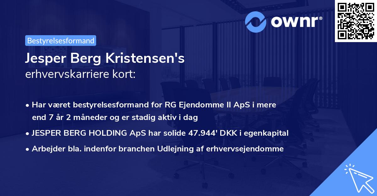 Jesper Berg Kristensen's erhvervskarriere kort