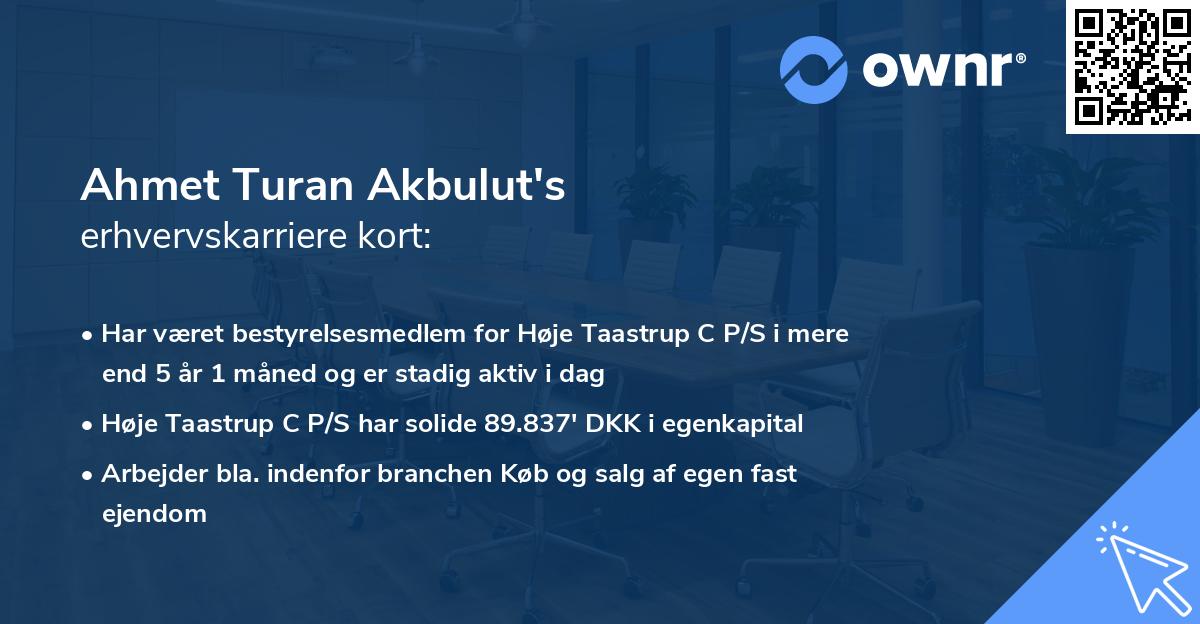 Ahmet Turan Akbulut's erhvervskarriere kort
