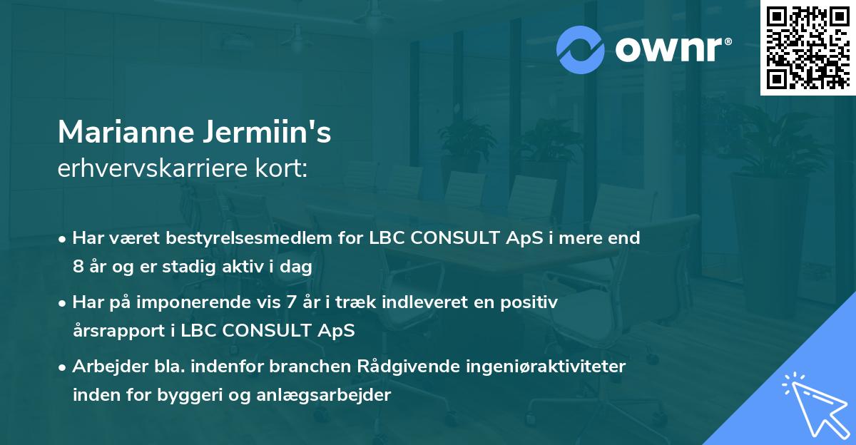Marianne Jermiin's erhvervskarriere kort