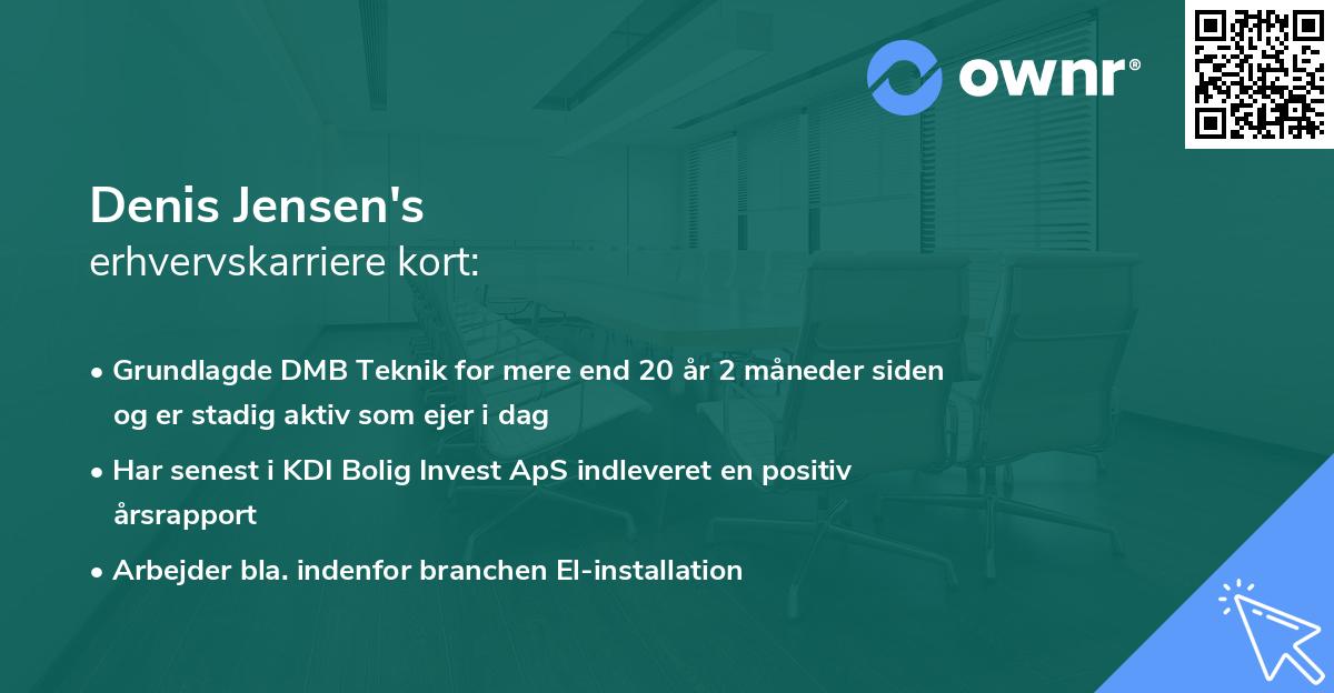 Denis Jensen's erhvervskarriere kort