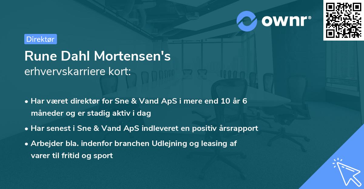 Rune Dahl Mortensen's erhvervskarriere kort