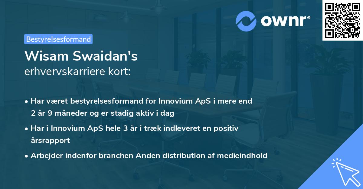 Wisam Swaidan's erhvervskarriere kort