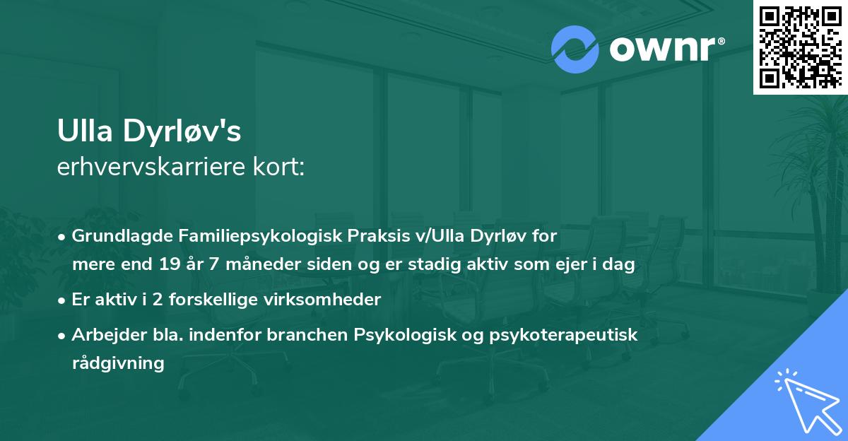 Ulla Dyrløv's erhvervskarriere kort