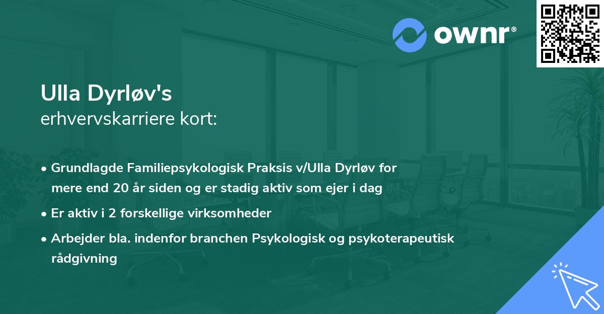 Ulla Dyrløv's erhvervskarriere kort