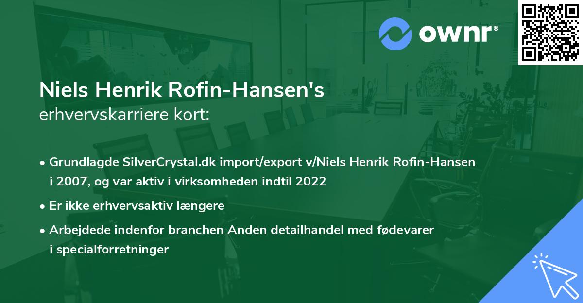 Niels Henrik Rofin-Hansen's erhvervskarriere kort