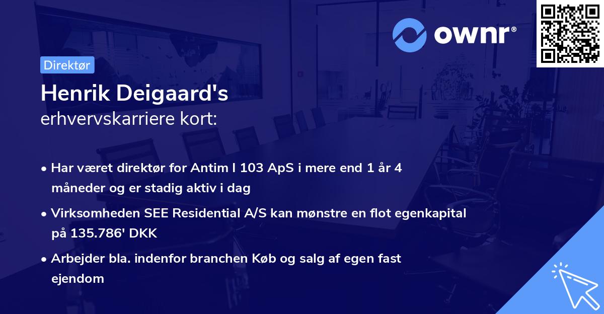 Henrik Deigaard's erhvervskarriere kort