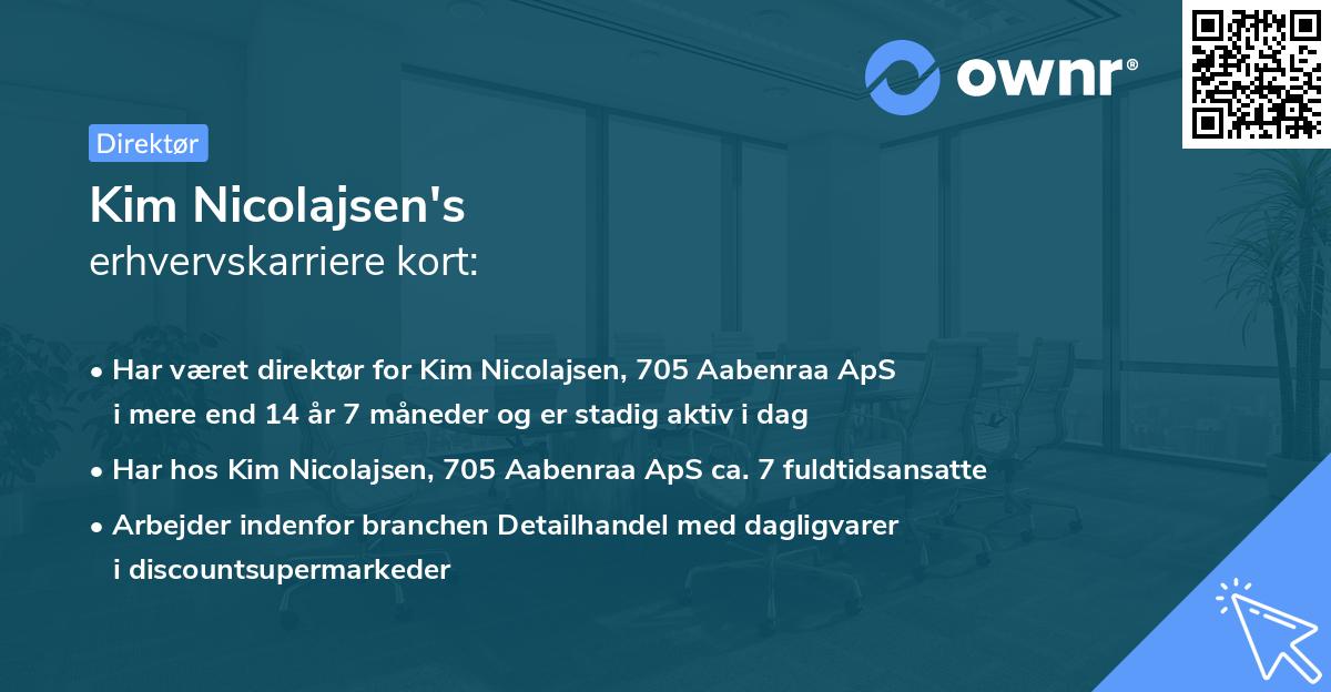 Kim Nicolajsen's erhvervskarriere kort