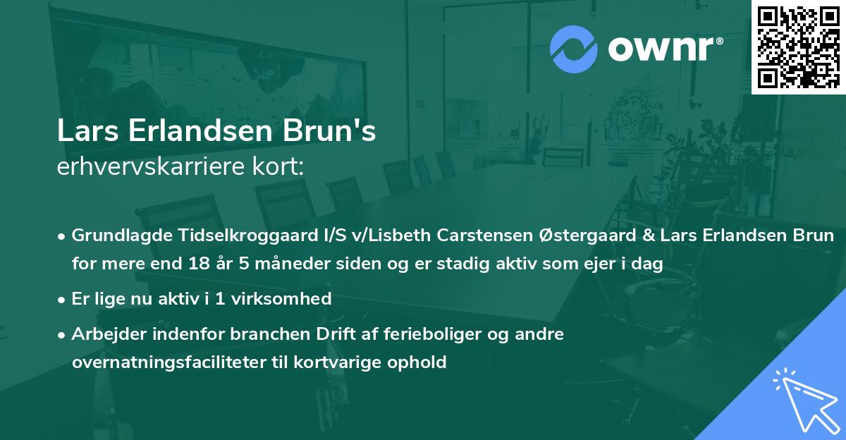 Lars Erlandsen Brun's erhvervskarriere kort