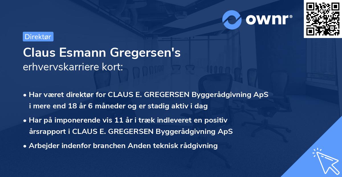 Claus Esmann Gregersen's erhvervskarriere kort