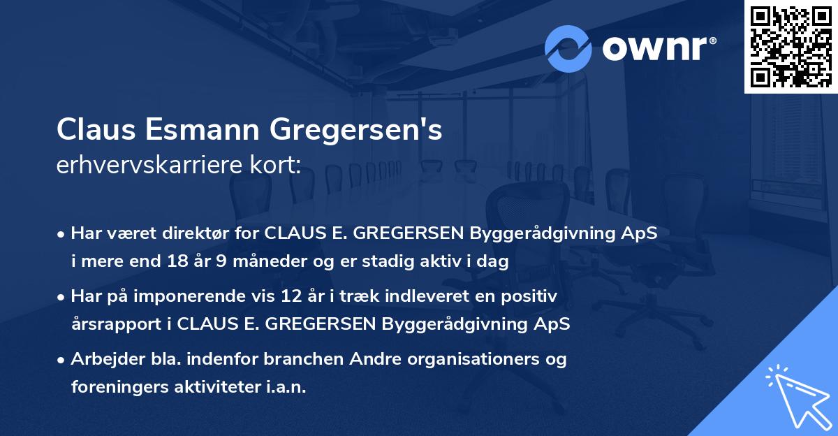 Claus Esmann Gregersen's erhvervskarriere kort
