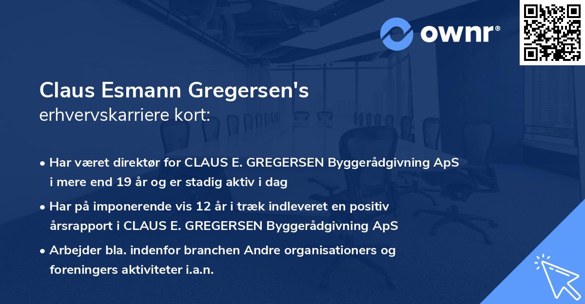 Claus Esmann Gregersen's erhvervskarriere kort