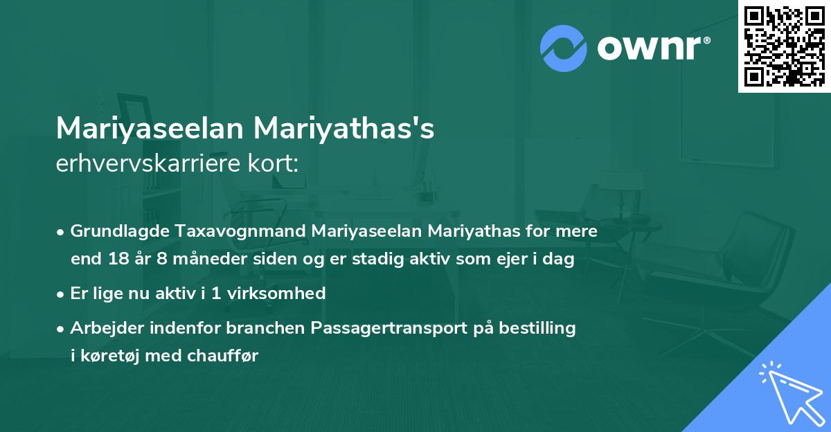 Mariyaseelan Mariyathas's erhvervskarriere kort